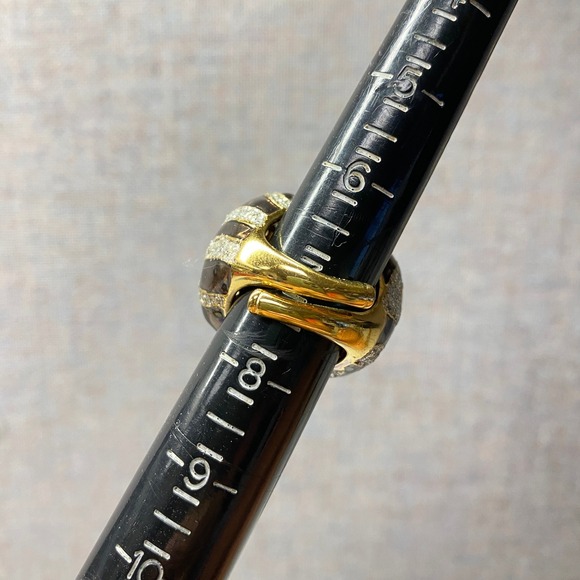 Mens Statement Ring Large Square Pink Gemstone Gold Tone Bold Fashion Ajustable - Picture 7 of 7